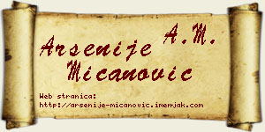 Arsenije Mićanović vizit kartica